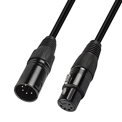 MEIRIYFA 5 Pin XLR DMX Adapter Cable, XLR 5-Pin Male to Female Patch Cable, 1M