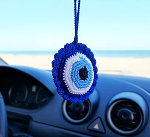 Handmade Crochet Evil Eye Car Charm – Turkish...