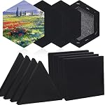 12 Pcs Black Canvas for Painting Stretched Canvas Cotton Square Triangle Hexagon Canvas Blank Boards Panels Art Canvas with Frame Panel Stretched Boards for Oil Acrylic (8 Inch)