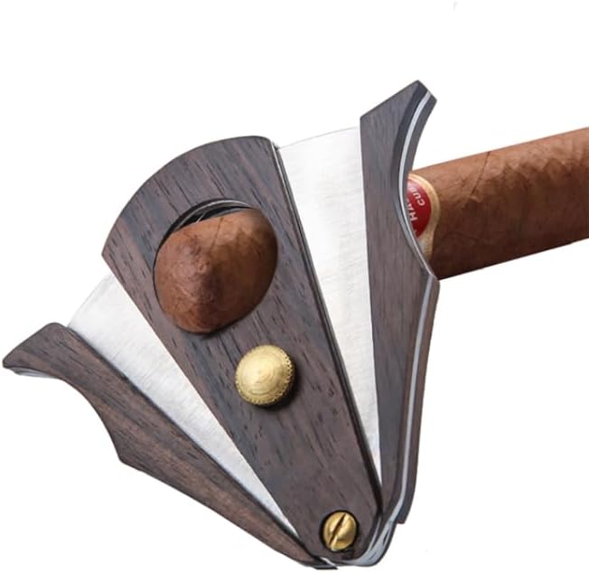 JDIME Sandalwood Cigar Cutter Scissors Knife Sharp Blade Puncher Guillotine Smoking Tool Gift(01)