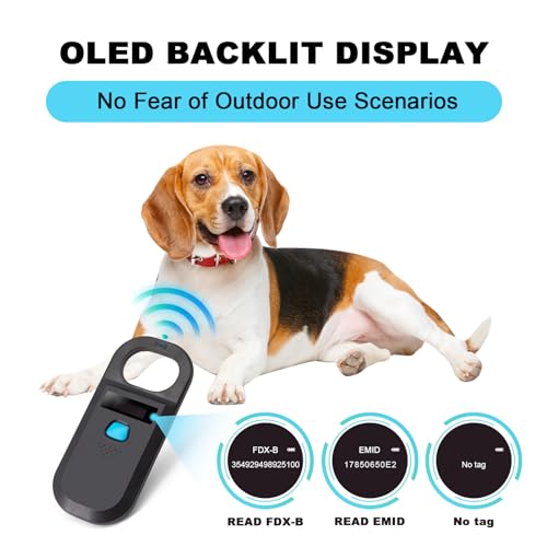 Tormete Scanner de microchip RFID para animais de estimação – frequência dupla 125 kHz/134,2 kHz, te