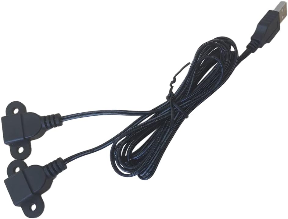 ezonpinzv Furniture Nightstand USB Charging Port with Panel Mount and Screw Hole USB Cable USB 2.0 Male to Dual Female Charging Extension Cable for Smartphone,Tablet,Pad,Smartwatch