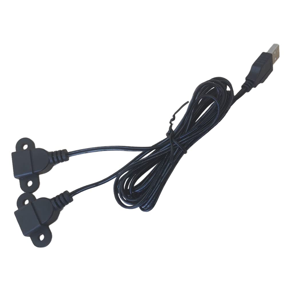 ezonpinzv Furniture Nightstand USB Charging Port with Panel Mount and Screw Hole USB Cable USB 2.0 Male to Dual Female Charging Extension Cable for Smartphone,Tablet,Pad,Smartwatch