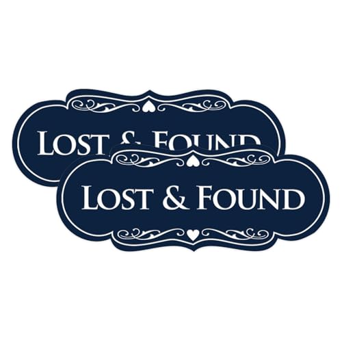 Signs ByLITA Designer Lost & Found Sign (Navy Blue/White) - Large (2 Pack)