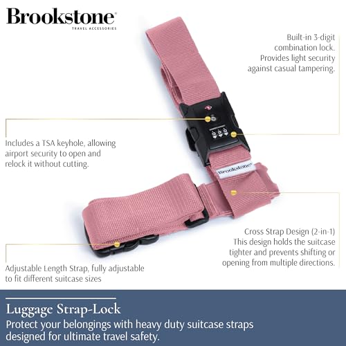 Image of Brookstone Luggage Strap - 2-in-1 TSA-Approved Expandable Luggage Straps for Suitcases with Keyless 3-Digit Combination Lock, Size One Size, Lilac Ice
