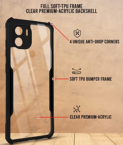 Image of Jkobi Back Cover Case for Poco C50 | Poco C51 (Shockproof with Polycarbonate Clear Panel | Professional Black)