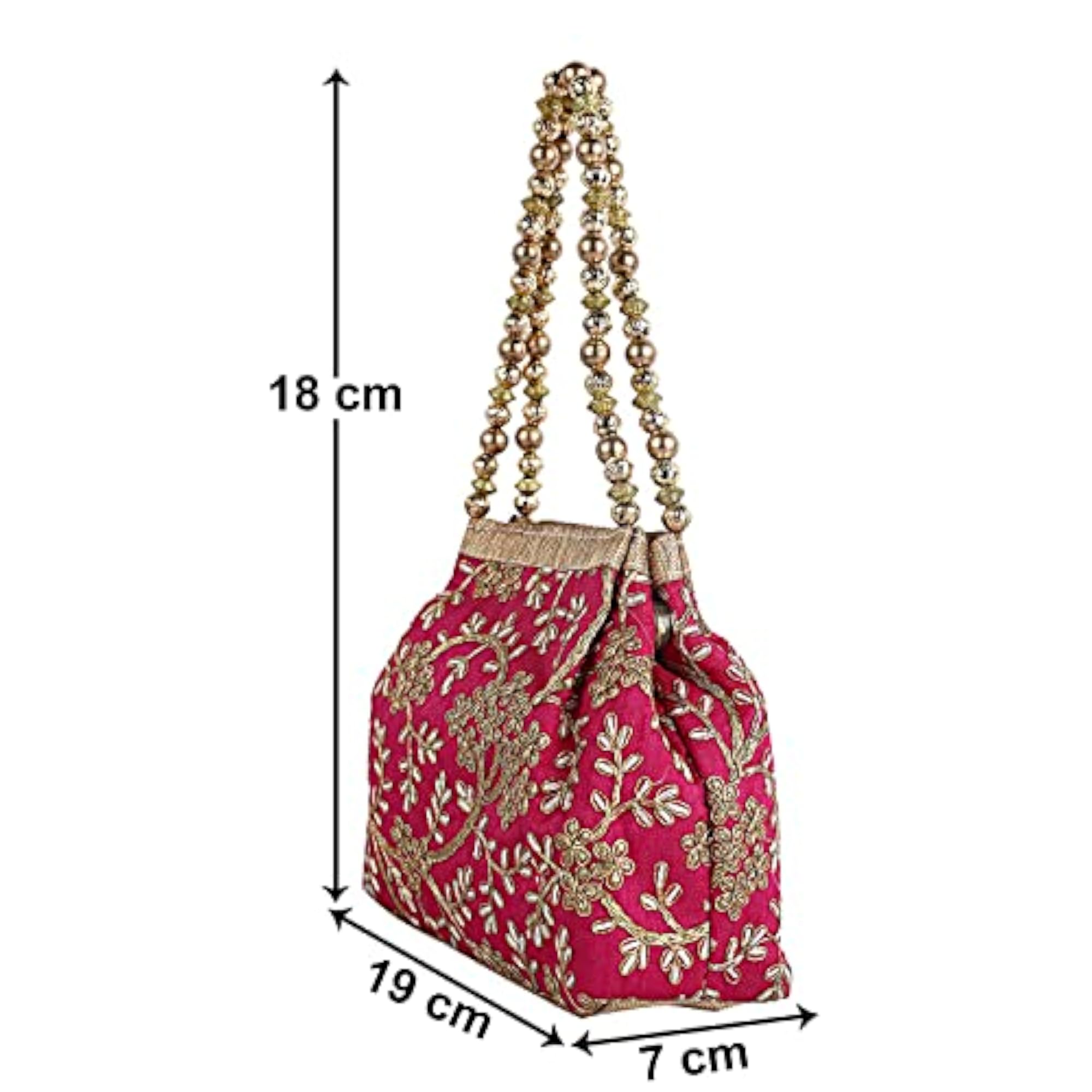 Women's Embroidery Polyester Hand Purse with Pearl Handle