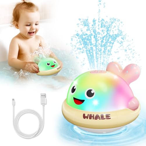 Baby Bath Toys Water Whale: Light Up Bath Toys for 1 2 Year Old - Toddler Bath Toy 12+ Months with Colorful Lights - Baby Boy Girl Gifts Kids Toys Age 1-3