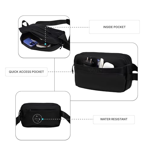 Image of F Gear Paris Black 3L Crossbody Sling Bag | Soft-Touch Premium Fabric, 1 Compartment Design, 2 Pockets, Lightweight, Ideal for Work, College, Daily Commute & Travel