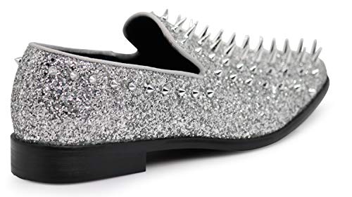 Image of SPK16 Men's Vintage Spike Dress Loafers Slip On Fashion Shoes Classic Tuxedo Dress Shoes