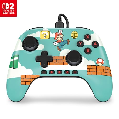 PowerA Advantage Wired Controller for Nintendo Switch 2 - Mario Time, Officially Licensed, Hall Effects, Mappable Buttons, Pro Controller, C Button, On-board Audio Controls