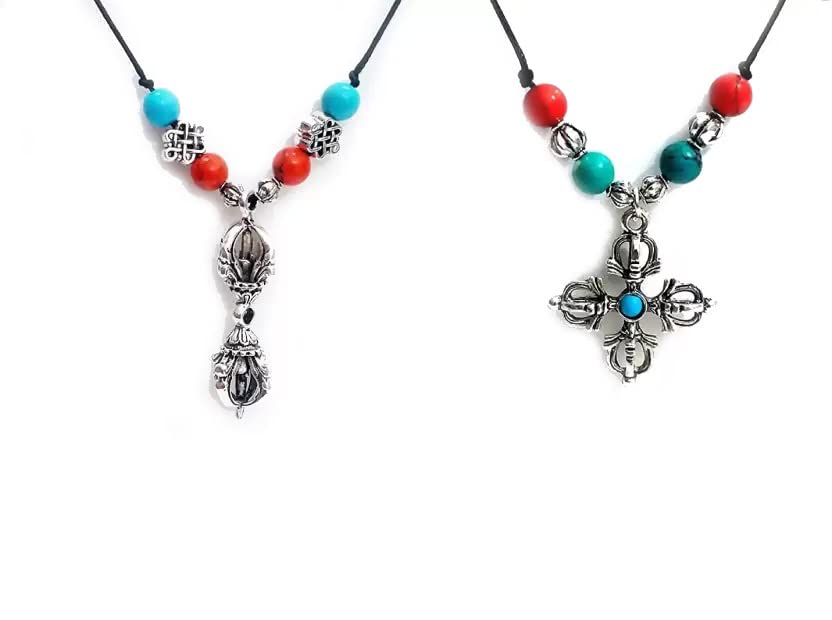 Tibetan Nepali Vajra Dorje and Double Dorje Semiprecious Crystal Pendant for Men & Women-image-9