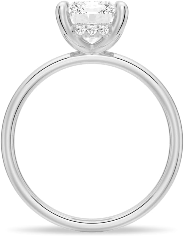 MSBLUE 2ct Radiant Cut Moissanite Engagement Ring for women, 14K Gold White Vermeil, Wedding Promise Ring