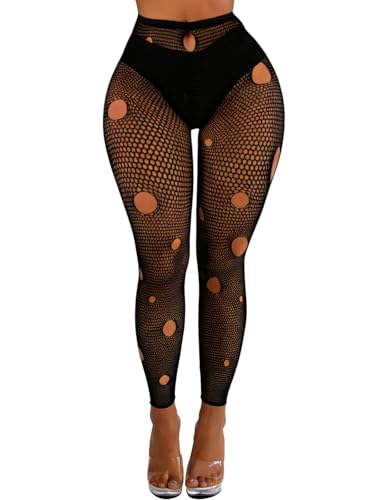 Image of Buitifo Women Sexy Tights Fishnet Opening Leggings Lingerie Pants | Stripe Pantihose Sheer Mesh Bikini Cover Up Cute for Outfits One Size