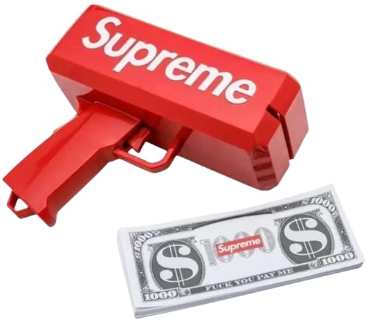OKAGNLY Supreme Money Gun For Parties,Weddings,Anniversary & Fun- Includes 100 Fake Dollar Notes., Multicolor