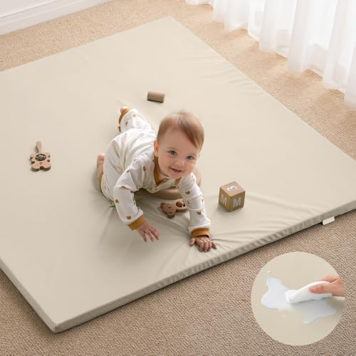 Blissful Diary Vegan Leather Baby Play Mat 50x50 Beige