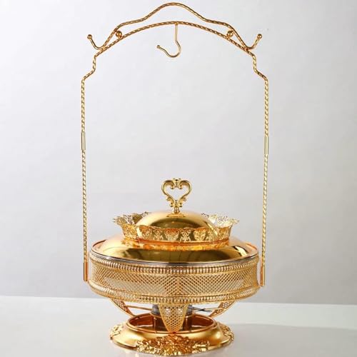 Juego De Calentador De Buffet Chafing Dish, Calentador De Buffet Redondo De Lujo con Tapa Y Gancho para Tapa para Fiestas, Bodas Y Eventos.