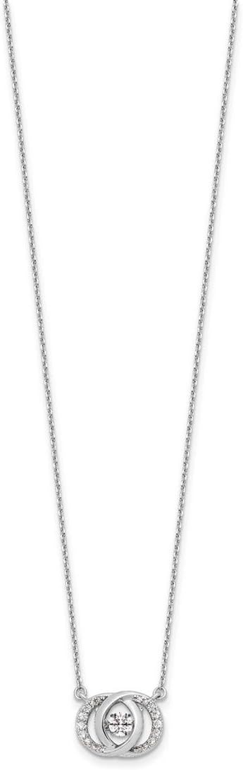 JewelryWeb 11mm Ster. Silver Platinum Plated Crystal Vibrant Cubic Zirconia Two 1inch Ext. Necklace 15.5 Inch Pendant Necklace for Women - Image 3
