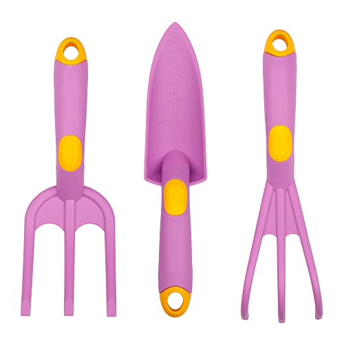 Mivos Juego de Herramientas de jardín de 3 Piezas para niños y Mujeres – Juego de Herramientas de jardín de Polipropileno Resistente – Horquilla de Mano Garras Pala Estrecha
