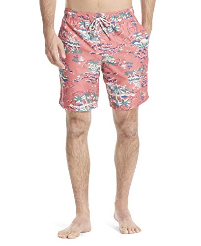 IZOD Men's Standard Printed Swim Trunks with Mesh Lining, Rapture Rose, XX-Large