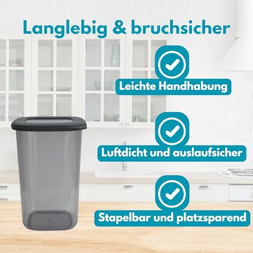 Vorratsdosen mit Deckel luftdicht diverse Sets Küchenorganizer Aufbewahrungsbox BPA frei stapelbare Vorratsbehälter für sämtliche Lebensmittel 'wie Zucker Mehl und Müsli' (4x 1200ml & 1x HLKauf-Block)