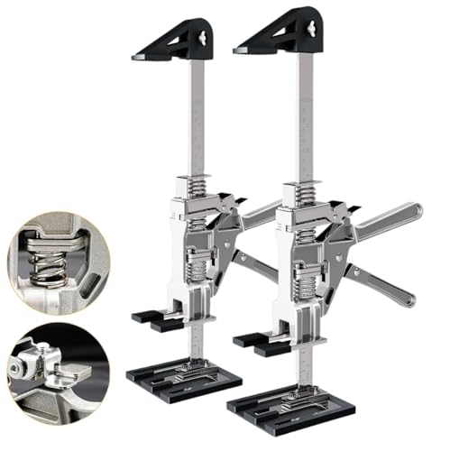 2 Pack Labor Saving Arm Jack with Two Drop Modes, Multi-Function Height Adjustment Lifting Device, Lifter Cabinet Jack for Installing Cabinets, Doors, Windows, Furniture 880LB/400KG