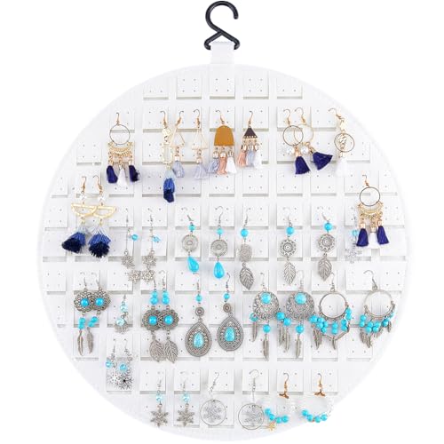 CRASPIRE Hanging Earrings Organizer Earring Holder Organizer Round White Holds