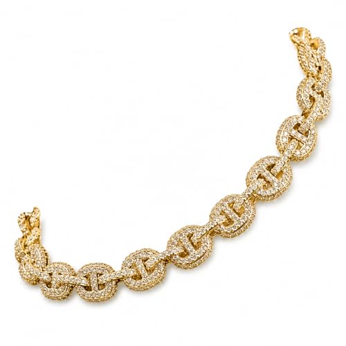 GLD Micro Iced Valentina Link Chain Bracelet Pave Hand-Set Stones Gold/White Gold - Unisex