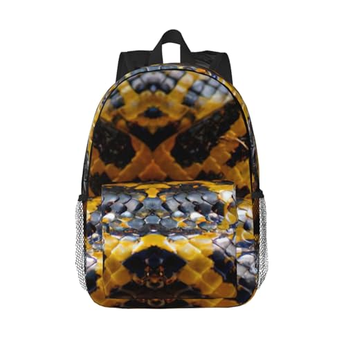 Sac à dos jaune motif serpent anti fatigue pour soulager le dos des étudiants