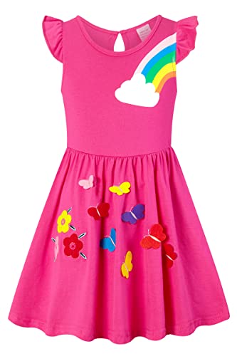 Robe fille licorne papillon brodé en coton doux et confortable