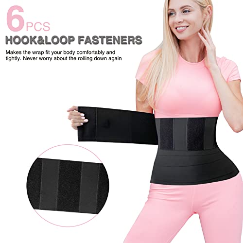 Petucaco Snatch Me Up Bandage Wrap,Plus Size Wrap Waist Trainer For Women Lower Belly Fat And Butt Lift,Stomach Wraps For Weight Loss With Loop,Invisible Workout Waist Trimmer Black #TOP3