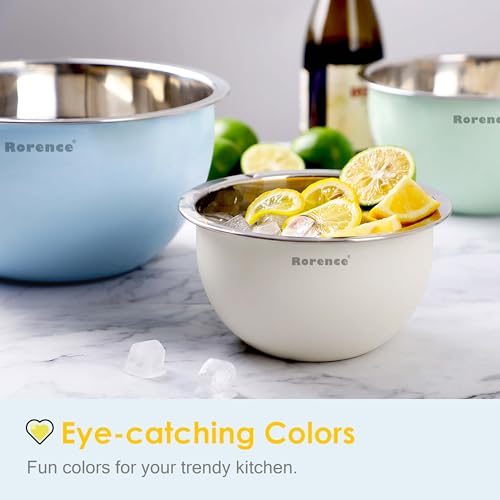 Rorence B-11N Stainless Steel Mixing Bowls: Color Painting Metal Mixing Bowl Set thumb #3