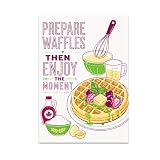 Prepare Waffles Poster - Kitchen Wall Art for Food Lovers - 13x19