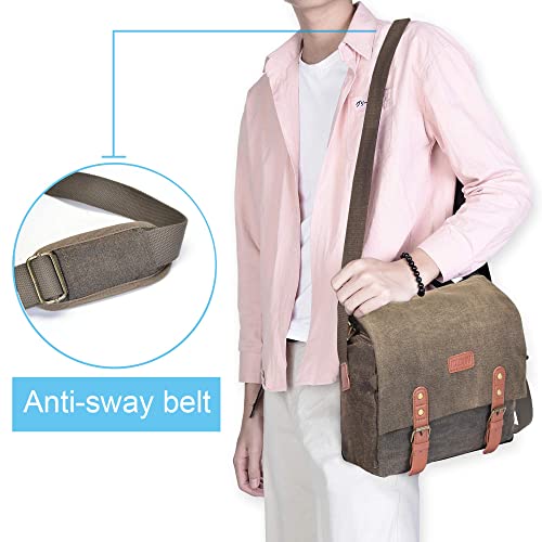 Caden Camera Bag Case Canvas Leather Trim Compatible For Nikon, Canon, Sony Slr/Dslr Mirrorless Camera And Lenses Waterproof, Camera Shoulder Messenger Bag (Large 1.0 Brown) #TOP4