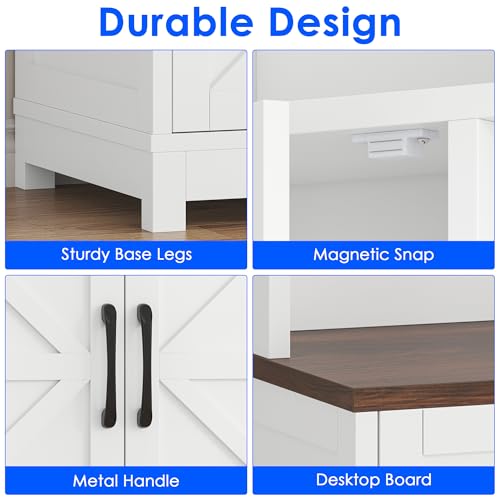 kepptory 69" Kitchen Pantry Cabinet with Shelves and Drawer, Tall Freestanding Buffet Sideboard Storage with Cup Hooks, Farmhouse Coffee Bar Cabinet for Dining Room, Entryway, Living Room - Image 7