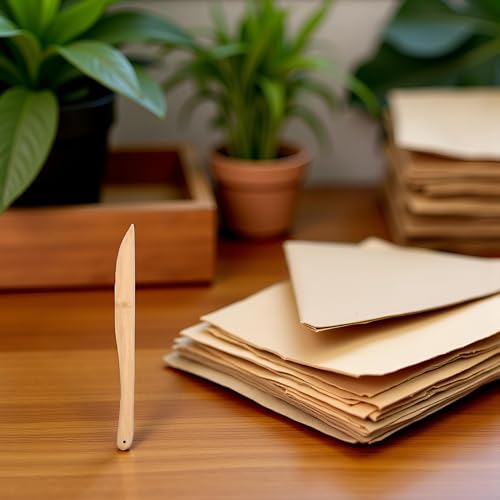 Abre Sobres creativo de madera de bambú para organizar la correspondencia en casa 3