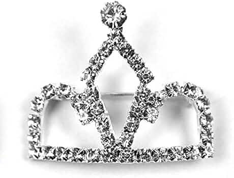 20 Spille Corona Con Striscini Argento | Ideali Per Bomboniere E Decorazioni | Dimensioni 4x3 Cm