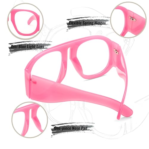 Image of FEISEDY Oversized Blue Light Blocking Glasses Women Men Big Plastic Aviator Frame Eyewear Clear Lens Computer Glasses B2371