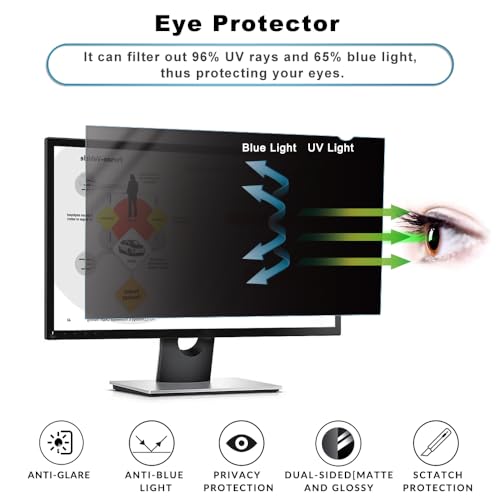 Image of 21.5 inch Computer Privacy Screen Filter - Suitable for 16:9 Aspect Ratio Widescreen Monitor - Blue Light Filter - Anti-Glare & Anti-Scratch Protector Film (21.5 inch Widescreen (16:9))
