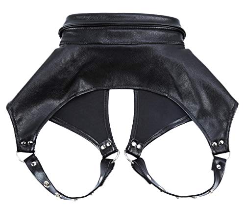 Men's Faux Leather Body Chest Half Harness Armour Epaulet Shoulders Adjustable Buckle Straps Clubwear Costume2