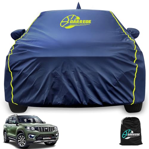 Image of Car Body Cover Compatible with Scorpio-N with Mirror Pockets Full Sized, Triple Stitched, Anti dust Proof, Navy Blue
