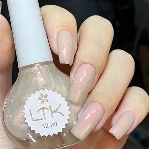 COSMOO Pearl Nail Polish, Mermaid Shimmer Vegan Chip-Resistant Long-Lasting Nail Lacquer for Nail Art Varnish, 0.41 fl oz Cover