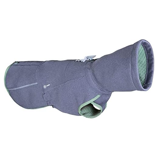 Hurtta Razzle-Dazzle Midlayer Jacke für Hunde, verstellbar, wendbar, Pull On, unter Regenmänteln und Wintermänteln zu verwenden - Blackberry/Grau-Grün 45 cm