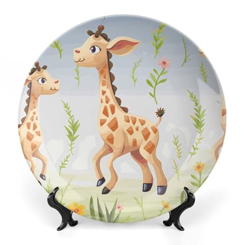 Plato decorativo de porcelana con diseño jirafa 6 pulgadas miniatura 1