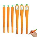 ZWWOGE Set de 6 Bolígrafos Creativos con Forma de Zanahoria y Conejo (0.5mm) Plumas Divertidas para Pascua Oficina o como Regalo de Papelería Diseño Kawaii y de Cómic muñequeras