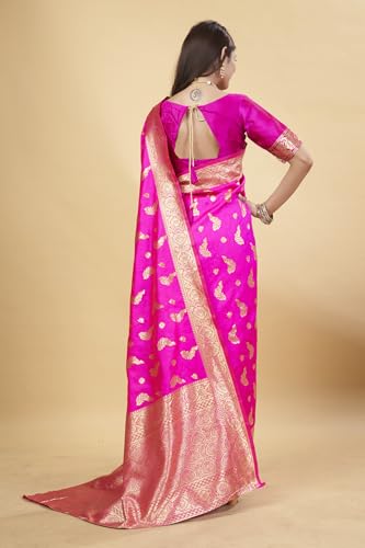 Image of Shasmi Women's Banarasi Saree Pure Kanjivaram Silk Saree Soft new ladies 2025 Design Wear Pattu Sarees Party Sari collections With Blouse Piece for Wedding sadi (PARI-188)
