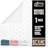 GORILLA GRIP Slip-Resistant Leak Proof Mattress Pad Protector, 52x44, Absorbs 8 Cups, Oeko Tex Certified, Hospital Grade Washable Bed Wetting Incontinence Cover, Pads for Kids, Elderly Seniors, Single