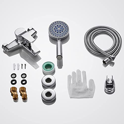 Badewannenarmatur mit Handbrause mit 5 Funktionen, BONADE Chrom Wannenarmatur Badewanne Wasserhahn inkl. Wandhalterung und 150 cm Brauseschlauch für Badezimmer Dusche - Image 8