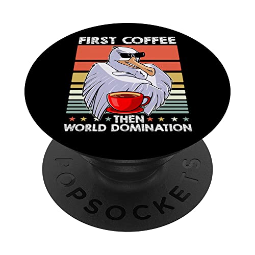 Retro Sea Gull Sunglasses Coffee - Seabird Vintage Seagull PopSockets Swappable PopGrip, Black
