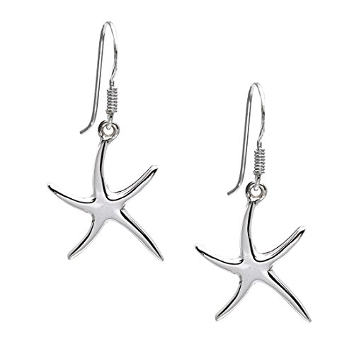 Silverly Boucles D'Oreilles Étoile de Mer en Argent Sterling 925 | Boucles D'Oreilles Pendantes en Argent Massif | Bijoux Inspirés de la Plage